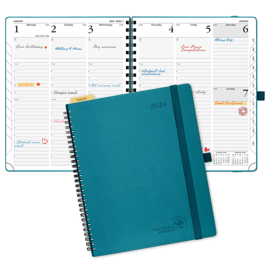 POPRUN Agenda de Poche 2024 16,5 x 9 cm - Petit Planner Semainier 12 Mois De