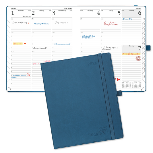 POPRUN Planner 2023-2024 (8.5'' x 10.5'') Academic Calendar (July 23-June  24) Daily Weekly and Monthly Appointment Book with Hourly Time Slots, Hard