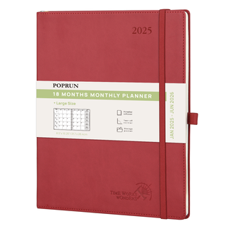 POPRUN 2025 Monthly Planner Wine Red