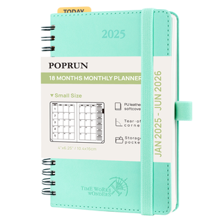 POPRUN 2025 Monthly Planner Mint Green