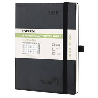 POPRUN 2025 Monthly Planner Black