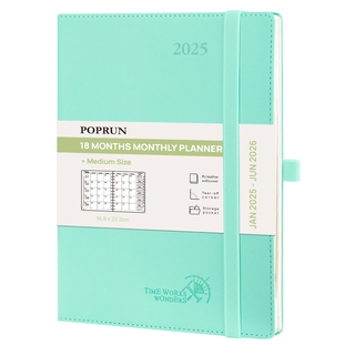 POPRUN 2025 Monthly Planner Mint Green