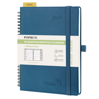 POPRUN 2025 Monthly Planner Navy Blue